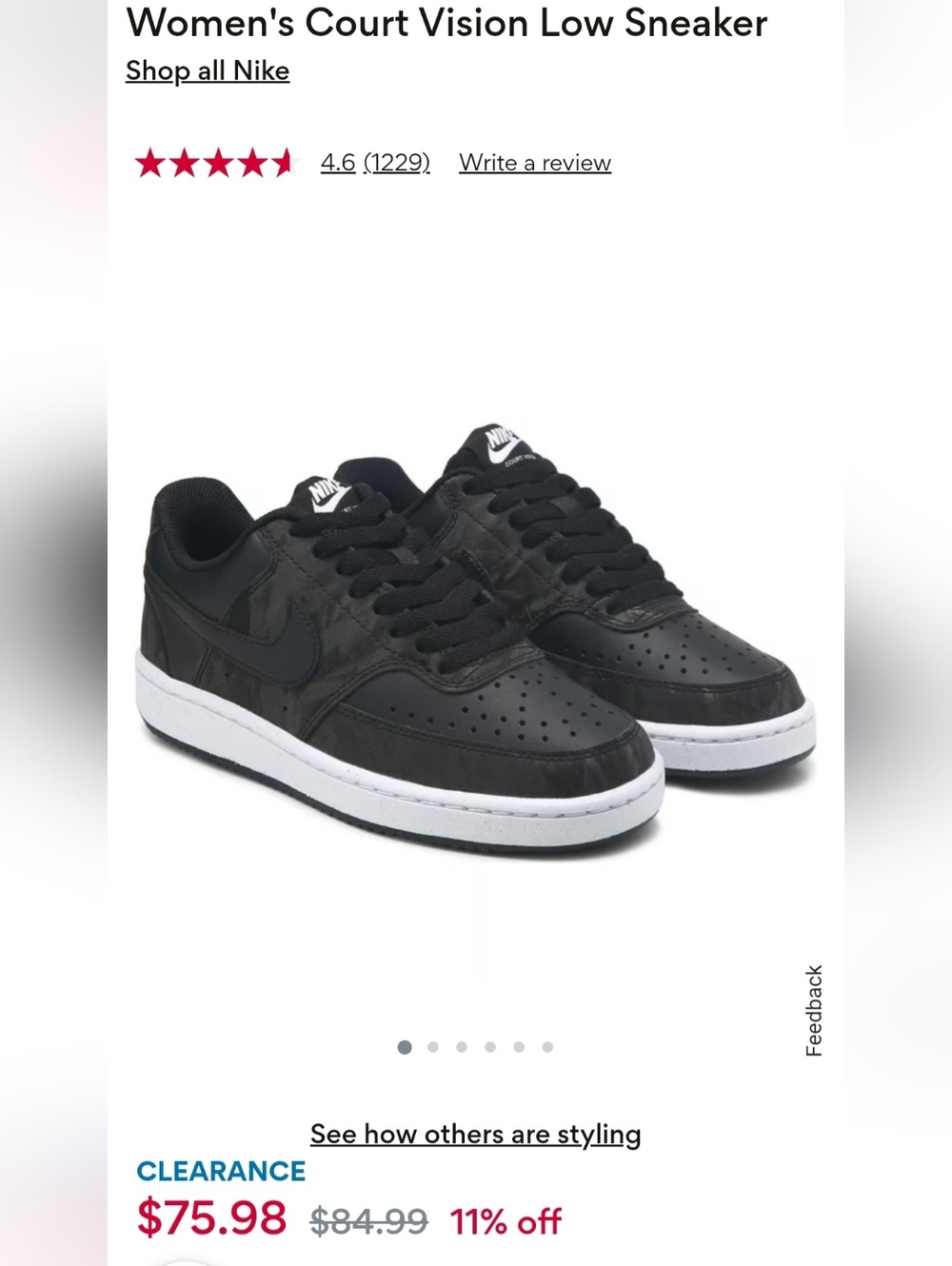 Womens Nike Court Vision Next Nature Low- Black 7